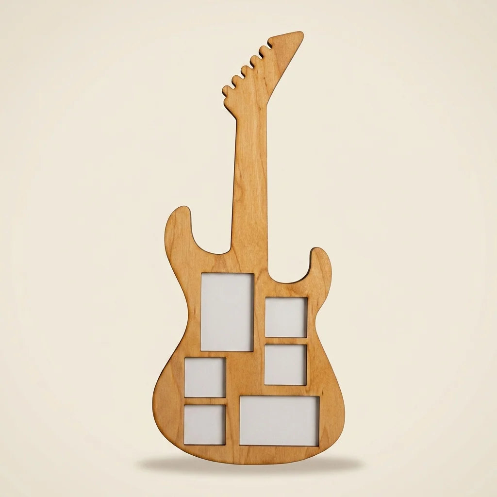 Marco con forma de guitarra eléctrica para cinco fotos