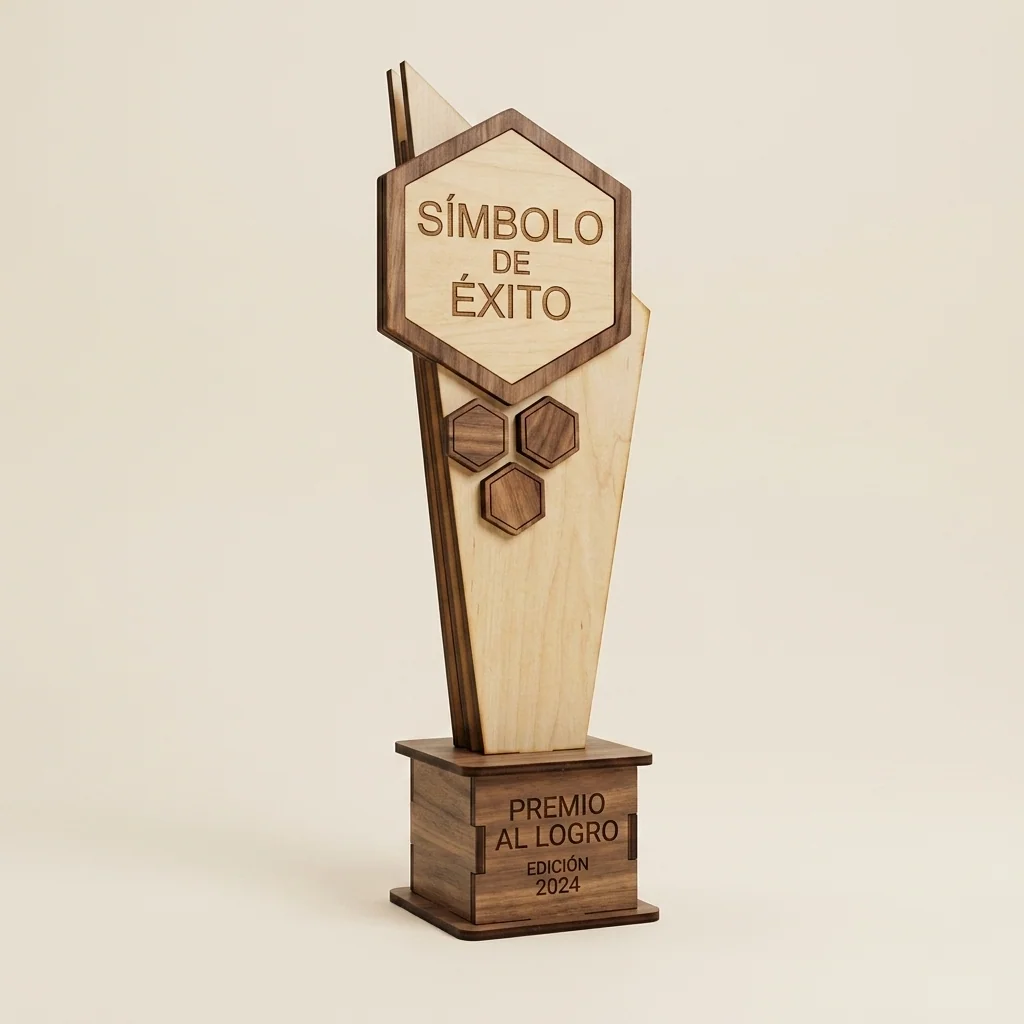 Trofeo 'Símbolo de éxito' con hexágonos