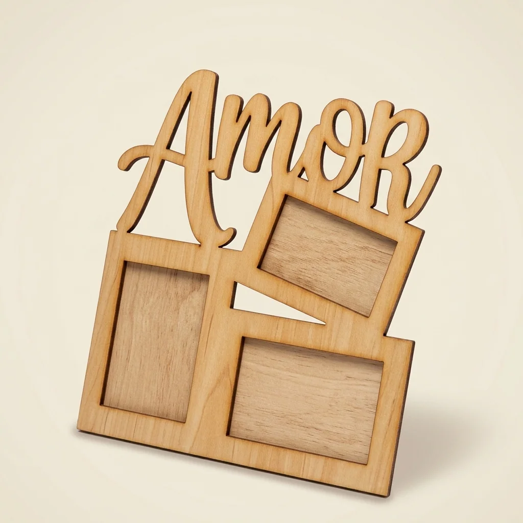 Marco AMOR con tres fotos integradas en madera