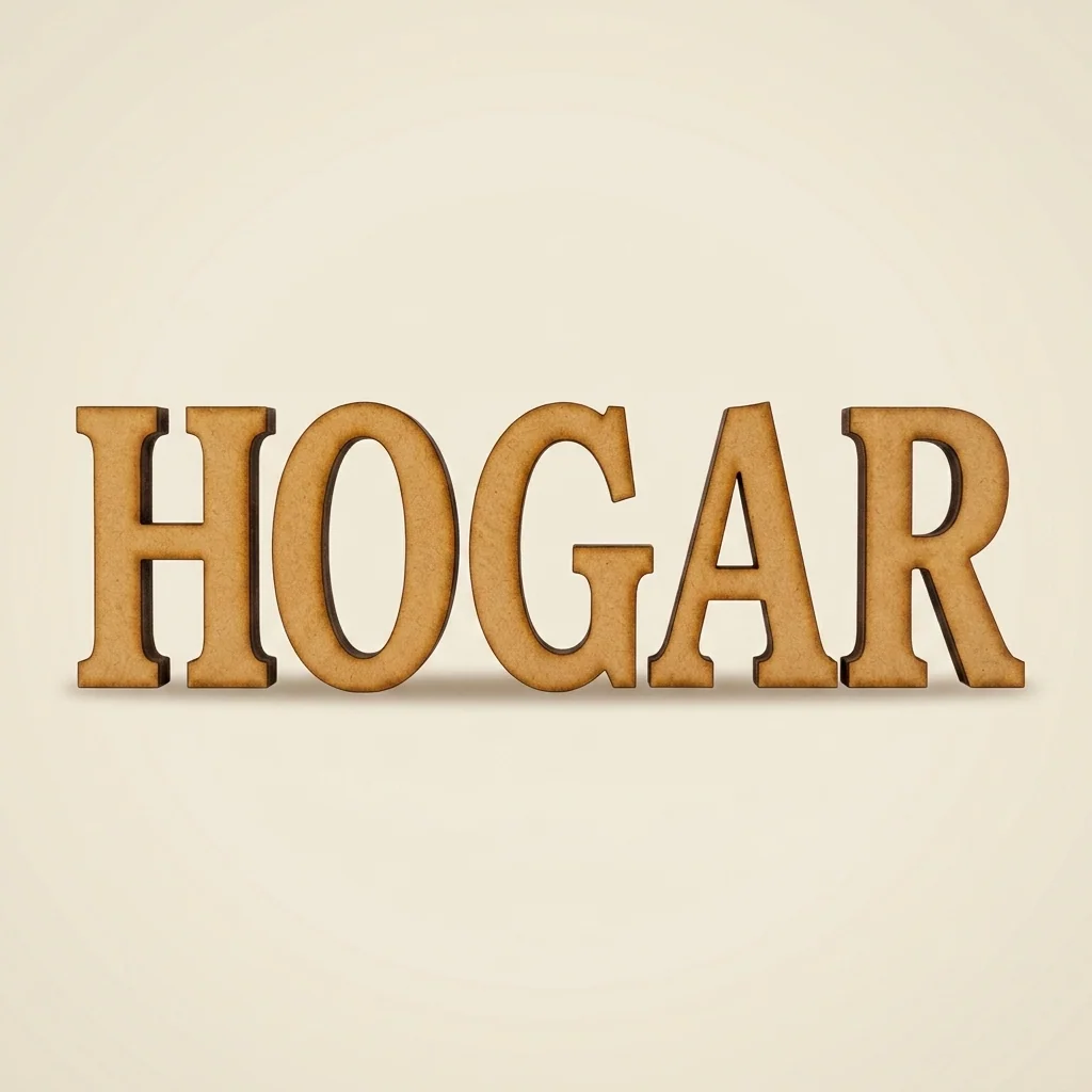 Letras HOGAR de madera tipografía serif