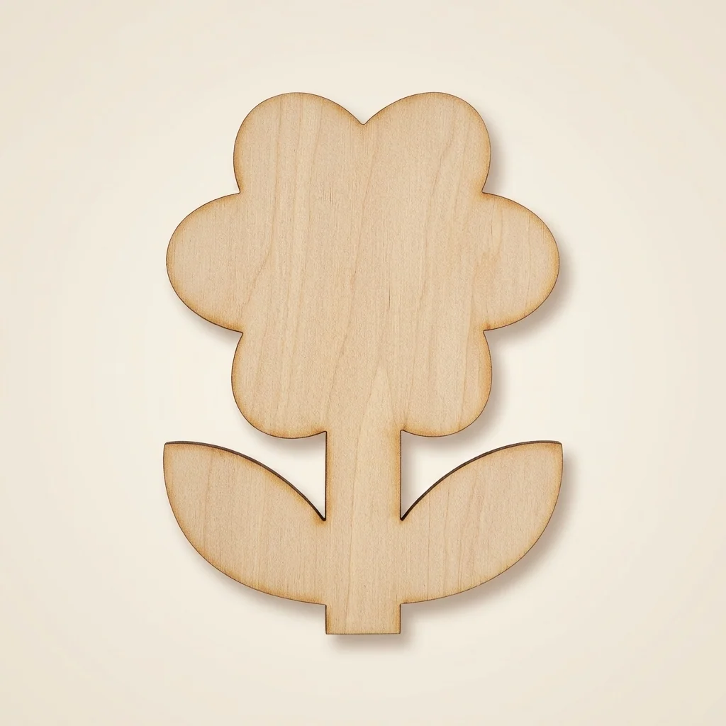 Silueta de flor simple en madera para decoración