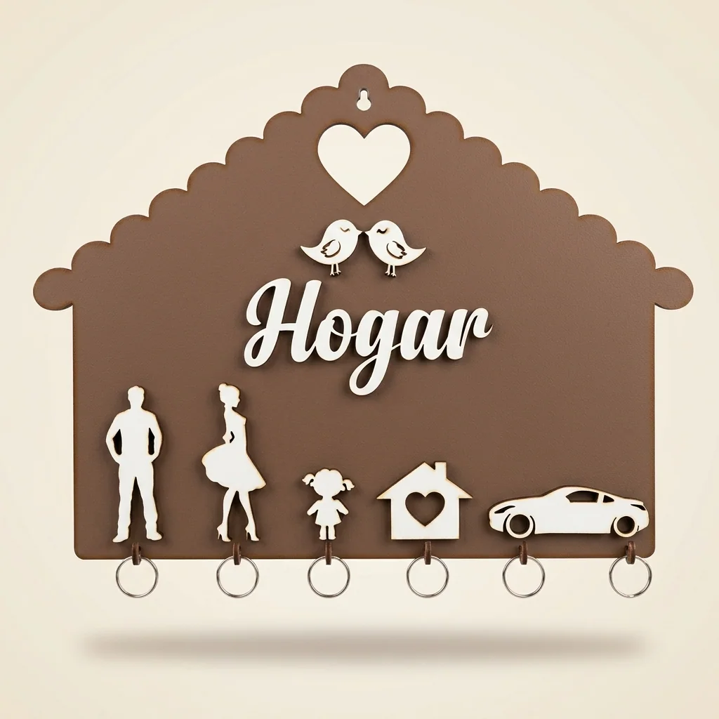 Portallaves familiar "Hogar" con figuras personalizadas